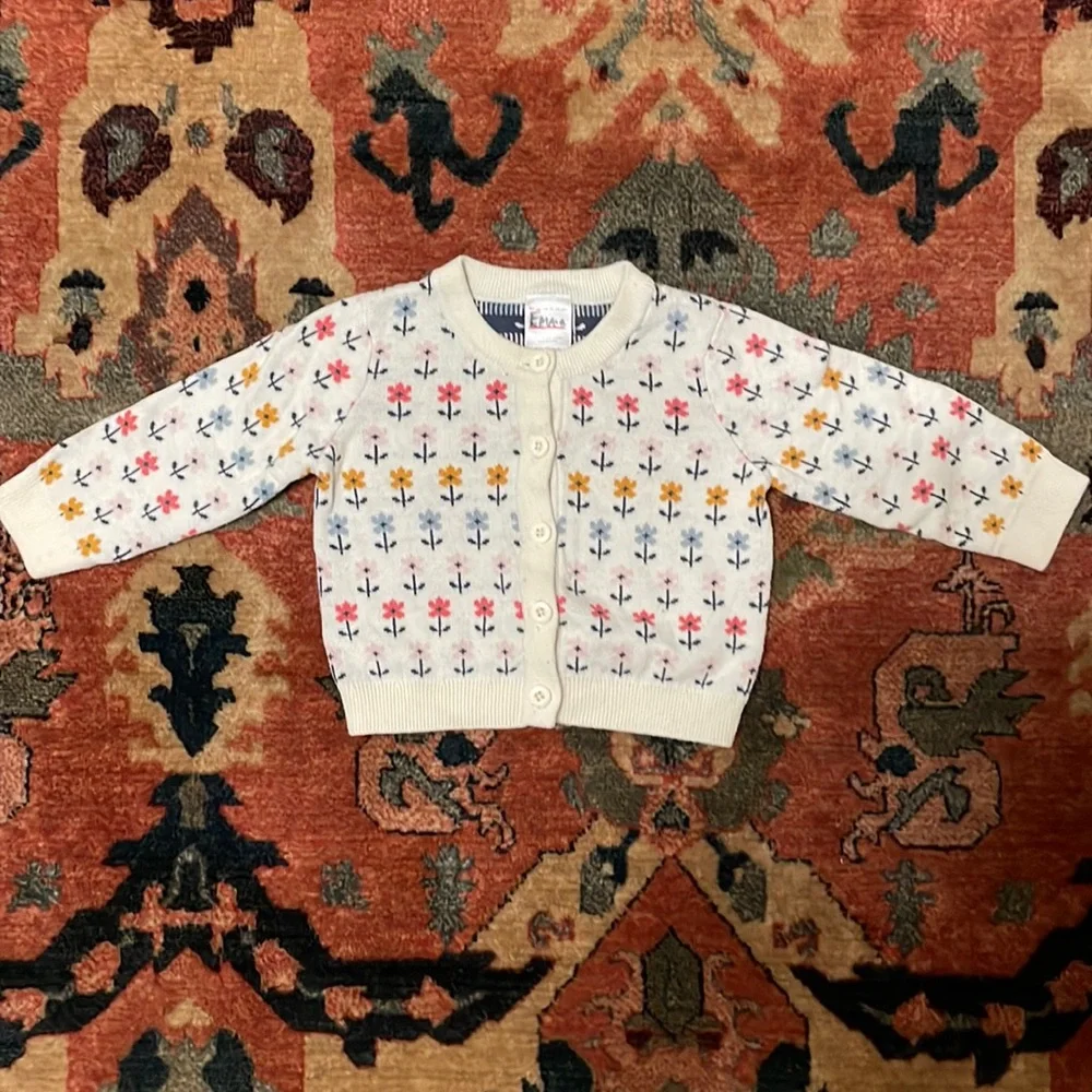Hanna Andersson White Floral Cardigan 18-24 months - Picture 3 of 8